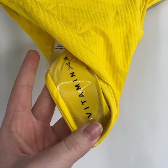 VITAMIN A EcoRib California High Leg Bikini Swim Bottom Cheeky NWT XL Yellow - Picture 9 of 11